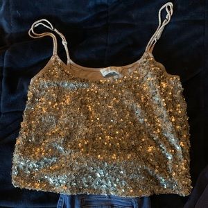 Gold Sequin Crop Top
